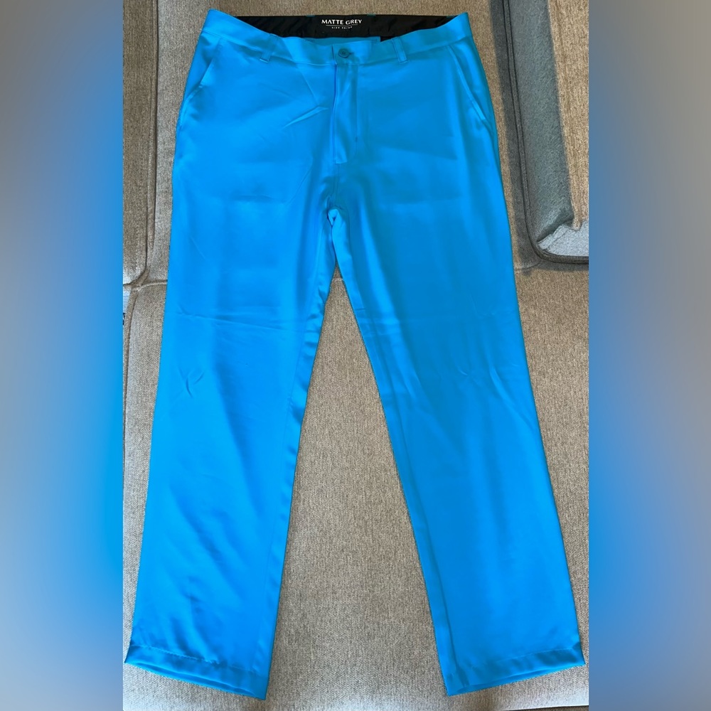 Haus Of Grey MATTE GREY 36/30 Men Blue Performance Chino Golf Pants